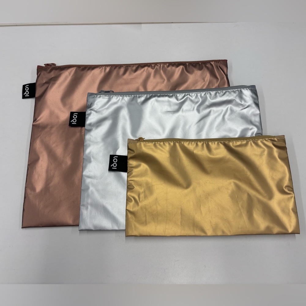 LOQI Set of Three Metallic Pouches
